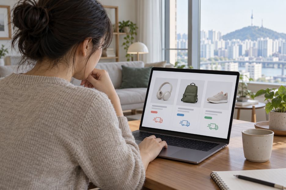 Korean shopper comparing product offers
